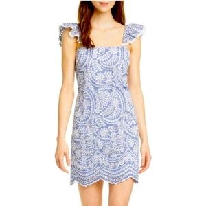 Alice + Olivia Blue White Embroidered Eyelet Dress – Size 2